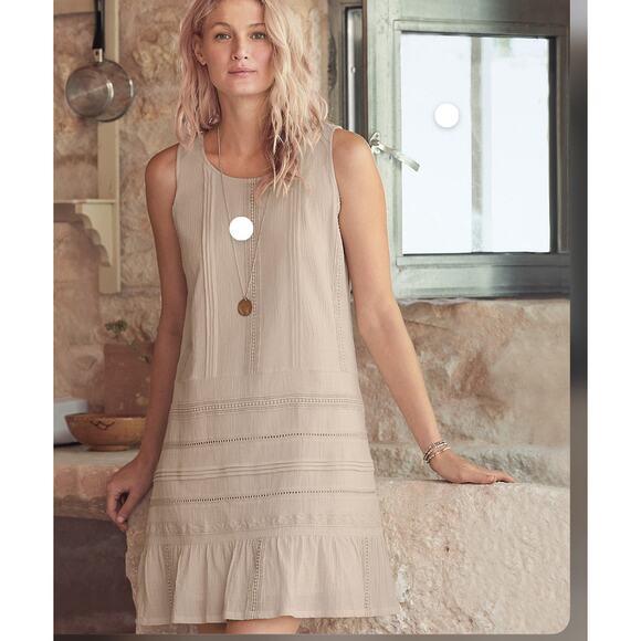 Garnet Hill Women's Mini Dress in Cream - Picture 2 of 16